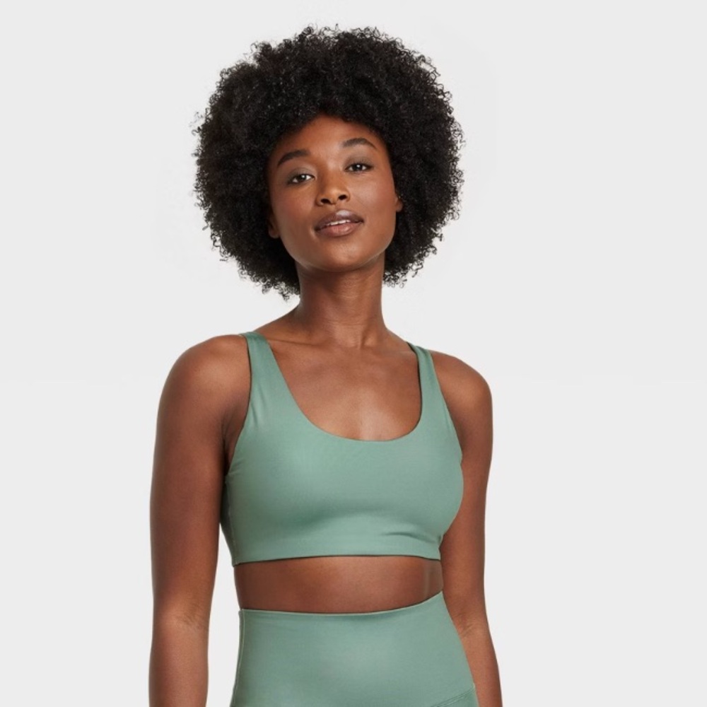 New! Women's Light Support Shine Sports Bra - All in Motion™ Green Size Large